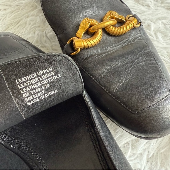 Tory Burch Jessa Black Leather Loafers and Gold Metal Horsehead Hardware Size 8 - Picture 7 of 9